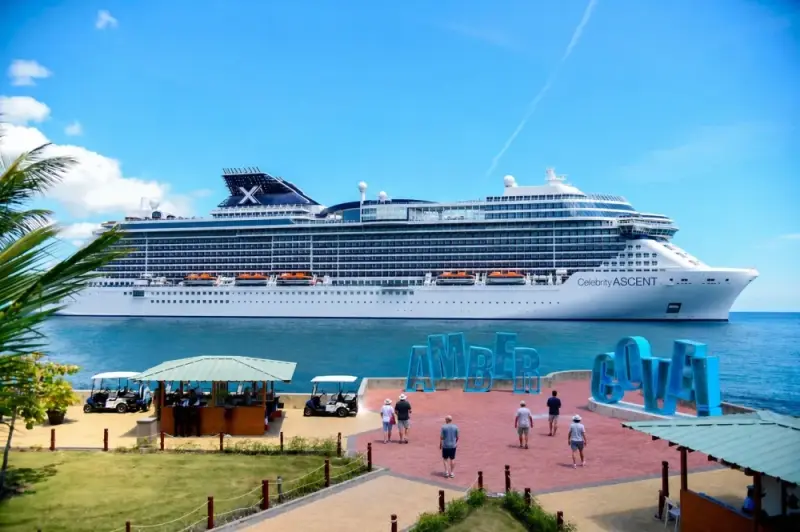 Cruise passengers walking at Amber Cove cruise port in Puerto Plata